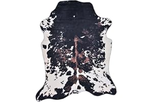‎GINO FALCONE Kuhfell Teppich | Kunstfell, Rinderfell Imitat, Kuhmotiv, Fellform | 130 x 170 cm | Schwarz/Weiß | Gino Falcone - Emilia