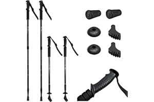 ISO TRADE Malatec 8860 Paire de bâtons de randonnée télescopiques en Aluminium léger pour Homme et Femme 65-140 cm Noir/Rouge/Bleu, Noir, 65-140cm