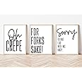 The Little Party Company PRINTS ONLY Triple pack Kitchen Home Prints, Wall Art Poster Funny Humour Home Pictures Modern Minimal Black/White NO FRAMES INCLUDED BCB2