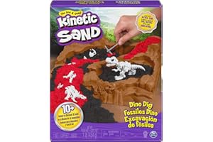 KINETIC SAND - ARENA MÁGICA - EXCAVACIÓN DE FÓSILES - Escenario de Excavación de Fósiles con 10 huesos de Dinosarurios Ocultos por Descubrir - Kit Manualidades Niños - 6055874 - Juguetes Niños 6 Años+