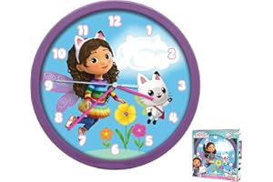 HOVUK Gabby's Dollhouse - Reloj infantil de 25 cm, reloj de aprendizaje para niños, reloj de pared para habitación de niños, decoración de pared, sala de juegos, guardería, dormitorio a partir de 3