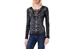 Spiral Direct Damska chusta Gothess - w całości workowata bluzka czarna długi rękaw