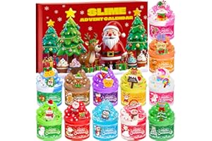Zenoble Slime Advent Calendar 2025 for Kids Girls Boys, 24 Days Christmas Countdown Calendar with Butter Clear Slime & 24 Resin Charms, Xmas Surprise Gift Toy for Teens kids Aged 4 to 12
