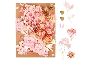 Opopark Natural Dried Flowers Set, Real Pressed Flowers for Scrapbooking, DIY Candles, Resin Jewelry Making, Crafts Home Decoration