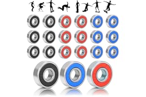 WEDNOK 30Pcs Skateboard Bearings 608RS Skateboard Bearing Abec-9 Rubber Sealed Frictionless Metal Spare Bearing for Skateboard Longboard Stunt Scooters Inline Skates Roller Wheels (Black,Blue,Red)