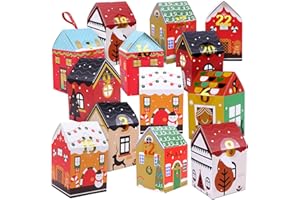 Homgaty Calendrier de l'Avent à remplir - 24 boîtes de calendrier de l'Avent avec 24 autocollants numérotés et 5 m de rubans, calendrier de l'Avent DIY - Boîtes cadeaux - Décoration de