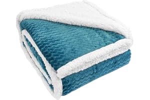 Catalonia Classy Sherpa Decke Flauschige Kuscheldecke Türkis, Super weiche Fleece Sofadecke Plüsch-Flanell-Decke für Couch und Bett, TV-Decke, Reise, Camping, Geschenk, Chevron 150x130cm Petrol