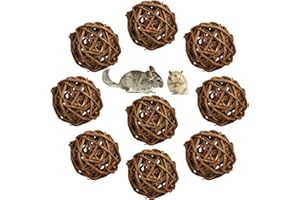 suruikei 9 Stück Natur Weidenball Spielzeug für Kleintiere, Kaninchen Spielzeug Meerschweinchen Kaubälle Vogel Lustiger Nager Zubehör für Kaninchen Meerschweinchen Chinchillas Hamster Papagei (6cm)