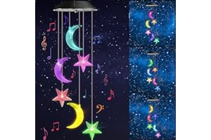 iShabao Luna e Stella Campanelli Eolici Solare, 6 LED Carillon del Vento Solare, Campanelli Solare Impermeabili, Regalo Mamma/Donna, Decorazione di Alberi, Balconi, Matrimoni