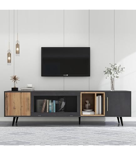 Mobile TV Centaurus Di Dmora - Credenza Soggiorno 180x30x50 Cm Noce E Oro - Foto 12