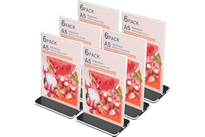 WIYETY A5 Support de Table: 6 Pièces Support de Présentation Transparent L-Forme, Support Publicitaire Stable pour Bureau, Café, Restaurant (150 * 210mm vertical, 6 pièces en emballage blister)