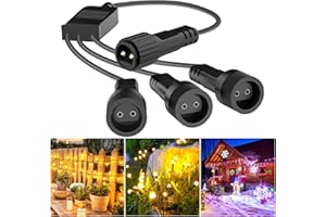 Vautvis Rallonge Guirlande Exterieure, Connecteur Guirlande Exterieur 27cm, 1 à 3 Répartiteur de Guirlande Lumineuse, Connecteur Guirlande Lumineuse Noel, Etanche IP65