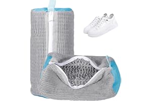 ZZXLOPEZ 2 Piezas Bolsas para Lavar Zapatillas en Lavadora, Bolsa de Lavado de Zapatos Ajustable 360°, Cremallera de Bloqueo Automático Invisible, Apto Para Todas Las Lavadoras y Zapatos (Gris)