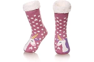 SEEYAN Kids Boys Girls Warm Slipper Socks Cute Animal Soft Thicken Winter Thermal Fleece Fuzzy Non-Skid Children Home Socks