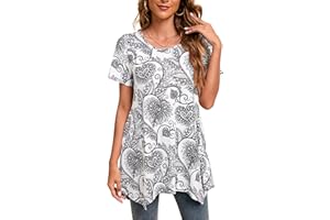 Enmain Femme Tunique à 3/4 Manches Longues Chemise Imprimée à Motifs Floraux Paisley pour Les Femmes Casual élégant Chic T-Shirt Blouses
