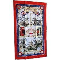Lot De 2 Torchons Coton Motif Londres - 82x48 Cm, Lavables Machine - 11