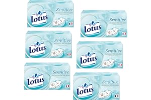GÉNÉRIQUE Lotus Sensitive – 480 Mouchoirs 4 épaisseurs pour un confort absolu – Blancs, doux et résistants – Fabriqués en France – Lot de 6 boîtes de 80