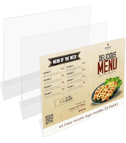 EPOSGEAR A4 Portrait Menu Holder - Clear Acrylic Lean-Back Display Stand For Countertops & Tables - View #8