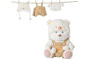 Galilea® Bobbie Bear - Conjunto de Ropa para Bobbie - Oso NO Incluido - Hecho a Mano articulado - Osito Peluche Suave e Irresistible - Regalos Originales para Mujer (Peto, Gorro y Camiseta)