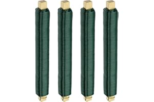 ECENCE Set da 4 Filo di Ferro zincato, 35m x 0,65mm - Filo di Ferro Modellabile - Filo da Giardino Avvolgente su Bobina in Legno per Piante e Fiori - Colore: Verde