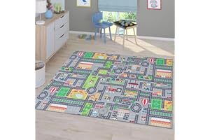TT Home Tappeto Stanza Bambini Auto Bambini Strada Antiscivolo Moderno, Colore:Grigio 4, Dimensione:100x200 cm