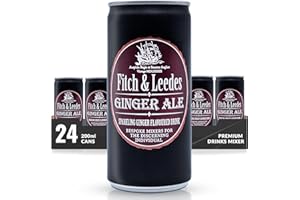 Fitch & Leedes Ginger Ale Mixer for Spirits & Cocktails (24 x 200ml) – Ideal for Brandy, Whiskey, Rum, London Dry Gin, and Vodka, Offering a Smooth Finish with Natural Cane Sugar and Ginger