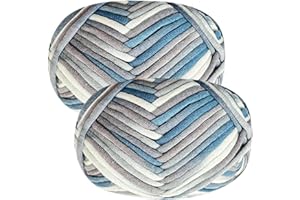 Renyiz Chunky Cotton Yarn for Crochet, 2x50g, Grey, Beginner Amigurumi Yarn, Easy Crochet Starter Kit