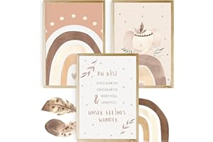 EULENTALER® Poster für Kinderzimmer im Boho-Stil I Von Pädagogen kreativ & liebevoll gestaltet I Tierposter Babyzimmer I Wandposter für Mädchen & Jungen (3er Set im DIN A4 Format) Elefant