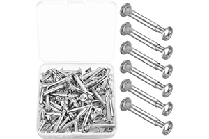 JINZEYOU M4 x 31-40 mm, łączniki meblowe, śruby meblowe, 100 szt./50 sztuk, zestaw łączników do szafek, śruba łącząca ze śrubami tulejkowymi, niklowane śruby meblowe do łączenia mebli i szafek