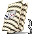 TRESKO Lot de 2 panneaux acoustiques en bois - 120 x 60 cm - Avec 4 crochets à vêtements - Revêtement mural en chêne clair comme mur à lamelles 3D - Panneaux en bois pour isolation acoustique