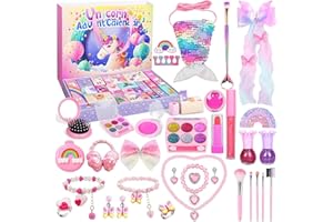 iZoeL Adventskalender kosmetik Teenager Mädchen 2025 Weihnachtskalender 24 Mode Schmuck schminke kosmetikkalender Beautykalender wie Einhornschmuck ohrringe haarschmuck ab 3-12 Jahre Mädchen