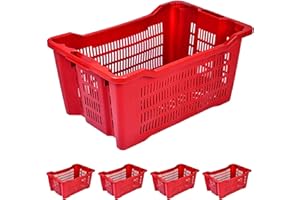 BUYSTAR 6 Cassette Agricole Impilabili Sovrapponibili Semichiuse Per La Raccolta Di Olive, Uva, Pomodori, 40 Litri Kg 25