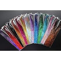 Lot De 12 Guirlandes Flashabou Tigofly Pour Pêche à La Mouche - 12 Couleurs Vibrantes - 0,3 Mm - Parfait Pour Truites Et Carnassiers