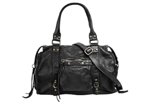 Samantha Look Sac shopping Damen echt Leder | Made in Italy, Sac à bandoulière vintage, sac de transport avec fermeture éclair, grand sac à anses en cuir 021061