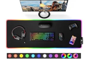 Gimars XXL RGB Gaming Mouse Pad, 800 x 300 mm Large Mouse Pad with 12 LED Lighting Modes, Mouse Pad with Micro-Woven Fabric, 