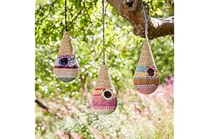 PAPER HIGH Teardrop Recycled Cotton Birdhouse - Handmade Bird Nester/Nest Box - Fair Trade Artisan - Recycled Metal, Cotton and Jute