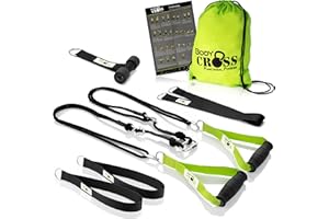 ‎BODYCROSS PREMIUM Schlingentrainer, Made in Germany, geprüft & zertifiziert, Slingtrainer Krafttraining Set für zuhause und außen mit Türanker, Poster, Trainingsplan, Befestigungsschlaufe, 10 Jahre Garantie
