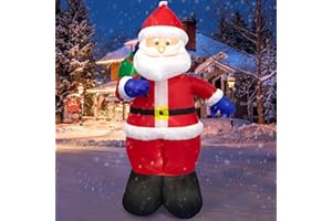 Danxilu Decoraciones inflables navideñas para Exteriores de 6 pies con Papá Noel Inflable con Bolsa de Regalo, decoración con Luces LED incorporadas para pati jardín césped Porche Fiesta navideña