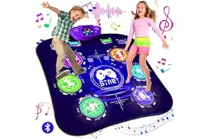 BuzzoXerex Alfombra de Baile Niña, Alfombra Musical con 6 Botones Luminosos y Bluetooth Inalámbrico, 5 Modelos, Alfombra de Baile Regalos Cumpleaños Navidad para Niña 3 4 5 6 7 8 9 Años