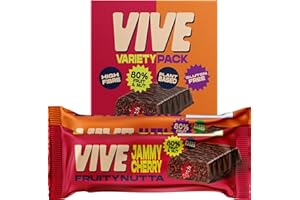 Vive Fruity Nutta Mixed Box – Variety of Fruit Jam Filled Vegan Snack Bars – 80% Fruit & Nut, Belgian Chocolate Coated, High Fibre, Gluten-Free – Pack of 12 Healthy Bars for On-the-Go Snacking