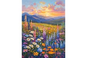 askkqtx Paint by Numbers for Adults,Sea of Flowers DIY Arts and Crafts for Adults Beginners,Acrylic Paint by Numbers Kit Perfect for Home Decor 12X16 Inch