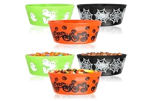 com-four® 6x Ciotole per Snack di Halloween - Set di Ciotole per Dolci confezionati - Piatti per Snack in Plastica - Stoviglie per Feste per Halloween e Feste a Tema (6 pezzi - 3 colori)