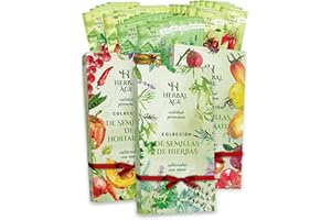 HERBAL AGE 38 Variedades De Jardín Plantas – 14,400 Semillas Para Huerto Cultivar De Hierbas, Verduras y Tomates: Rúcula, Perejil, Cherry, Cebolla – Jardinería Interior y Exterior, Regalos Para Hombre y Mujer