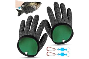 VULEVIRTUE 2 Pcs Gants de Pêche,Anti-Crevaison Gants Pêche Étanche Gants de Chasse Gant de Pêches Prédateur Poisson avec Magnétisme Boucle pour Pêches Plein Air Manipuler Sécurité Brochet Silure Sandre