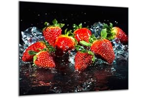 DUTIS QTA - Placa protectora de vitrocerámica 60 x 52 cm 1 pieza cocina eléctrica universal para inducción protección contra salpicaduras tabla de cortar de vidrio templado como decoración Frutas
