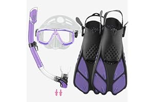 HH HHAO Sport Set da Snorkeling per Adulti con Pinne Corte Regolabili, in Formato da Viaggio, Maschera da Sub di Alta qualità Dry Top Snorkel Tube, con Borsa per Il Trasporto