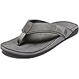 OluKai Tuahine Men's Beach Sandals, Quick-Dry Flip-Flop Slides, Water Resistant & Lightweight, Compression Molded Footbed & Ultra-Soft Comfort Fit, Dark Wood/Dk Wood