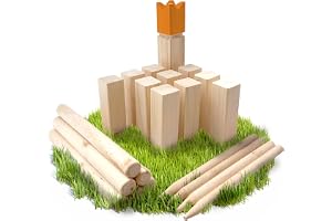 Ocean 5 Kubb – Original-vikingaspelet, högkvalitativt spel av FSC®-trä i tygpåse med massiva pjäser, svenskt schack av trä, utomhusspel/kastschackspel, kubbspel för barn och vuxna