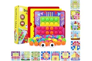 SCBOY Gioco chiodini per bambini 2,3 anni,Con 12 tavolette colorate e 46 perline mosaico bambini Giocattolo educativo（Torta）