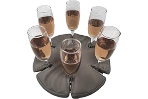 Glass Anchor: el lindo soporte para copas de vino para paseos en bote, picnics y campamentos. Cuero gris. Espacio para 6 vasos. No se necesitan fijaciones. ¡Detén los derrames!